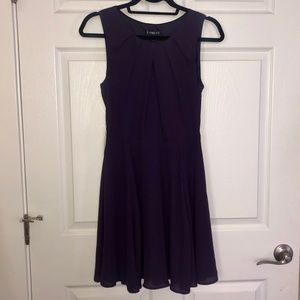 Express Eggplant Fit & Flare Keyhole Dress